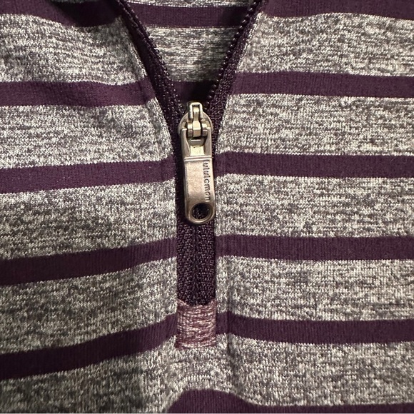 Lululemon Men's Surge 1/4 Zip Striped Pullover Purple Grey Size Large - Picture 5 of 7